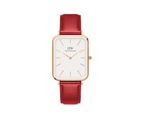 Daniel Wellington Orologio analogico da donna in pelle Quadro 29X36.5, quadrante bianco, cinturino rosso
