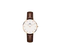 Daniel Wellington Petite Bristol Orologio Donna, 32mm, in Pelle, Marrone/Oro Rosato