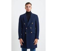 DANIELE ALESSANDRINI Cappottino Uomo Doppiopetto Sei Bottoni Oro con Rever a Lancia MODELLO T576M - Blu / 48