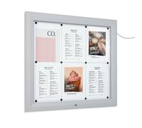 Danieli | Bacheca LED Certificata per Esterno IP56, Vetro di Sicurezza, Ermetica | Bacheca in Alluminio Luminosa e Magnetica da Esterno 70x60 con 2 Chiavi | Per Muri e Ringhiere (6xA4)