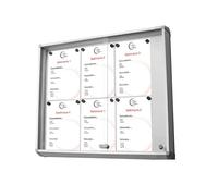 Danieli | Bacheca Magnetica Da Parete Per Interni In Alluminio Ad Ante Scorrevoli In Vetro Temperato Di Sicurezza ESG Per Ufficio E Condominio. Serratura Con Chiavi In Dotazione. (6xA4)