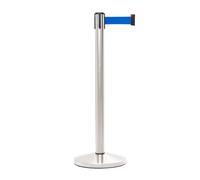 Danieli - Colonnina Segnapercorso con Nastro Estensibile Fino a 3 Metri. Acciaio Spazzolato, Base Conica (Blu)