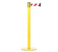 Danieli - Colonnina Segnapercorso con Nastro Estensibile Fino a 3 metri. Metallo Giallo, Base Anti-inciampo (Bianco Rosso)