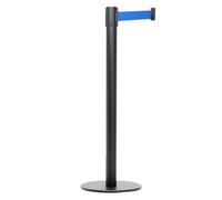 Danieli - Colonnina Segnapercorso con Nastro Estensibile Fino a 3 metri. Metallo Nero Opaco, Base Anti-inciampo (Blu)