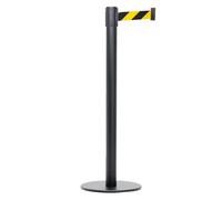 Danieli - Colonnina Segnapercorso con Nastro Estensibile Fino a 3 metri. Metallo Nero Opaco, Base Anti-inciampo (Giallo Nero)