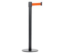 Danieli - Colonnina Segnapercorso con Nastro Estensibile Fino a 3 metri. Metallo Nero Opaco, Base Anti-inciampo (Arancio)
