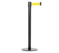 Danieli - Colonnina Segnapercorso con Nastro Estensibile Fino a 3 metri. Metallo Nero Opaco, Base Anti-inciampo (Giallo)