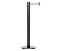 Danieli - Colonnina Segnapercorso con Nastro Estensibile Fino a 3 metri. Metallo Nero Opaco, Base Anti-inciampo (Grigio)