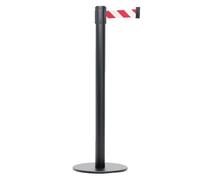 Danieli - Colonnina Segnapercorso con Nastro Estensibile Fino a 3 metri. Metallo Nero Opaco, Base Anti-inciampo (Bianco Rosso)