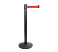 Danieli - Colonnina Segnapercorso con Nastro Estensibile Fino a 3 Metri, Metallo Nero Opaco, Base Conica (Rosso)