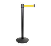 Danieli - Colonnina Segnapercorso con Nastro Estensibile Fino a 3 Metri, Metallo Nero Opaco, Base Conica (Giallo)