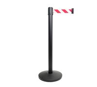 Danieli - Colonnina Segnapercorso con Nastro Estensibile Fino a 3 Metri, Metallo Nero Opaco, Base Conica (Bianco Rosso)