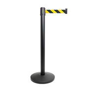 Danieli - Colonnina Segnapercorso con Nastro Estensibile Fino a 3 Metri, Metallo Nero Opaco, Base Conica (Giallo Nero)