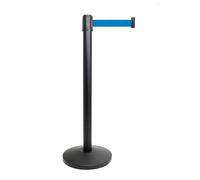 Danieli - Colonnina Segnapercorso con Nastro Estensibile Fino a 3 Metri, Metallo Nero Opaco, Base Conica (Blu)