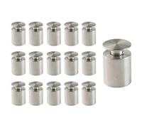 Danieli - Distanziali per Targhe in Acciaio Spazzolato Kit da 16 Pezzi - Chiusura Laterale di Sicurezza con Grano Brugola - Spessore Targa Max 10mm (Ø18x20mm)