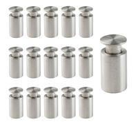 Danieli - Distanziali per Targhe in Acciaio Spazzolato Kit da 16 Pezzi - Chiusura Laterale di Sicurezza con Grano Brugola - Spessore Targa Max 10mm (Ø13x20mm)