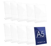 Danieli | Espositore Menu da Tavolo 10 Pezzi 15x21 cm | Portalistino A5 Acrilico Trasparente Con Base a L | Menu, QR Code e Avvisi