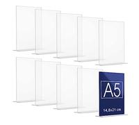 Danieli | Espositore Porta Menu da Tavolo 10 Pezzi 15x21x7 cm | Portalistino A5 Acrilico Trasparente Con Base a T | Porta Menu, Porta QR Code da Tavolo e Porta avvisi