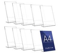 Danieli | Espositore Porta Menu da Tavolo 10 Pezzi 21x30 cm | Portalistino A4 Acrilico Trasparente Con Base a L | Porta Menu, Porta QR Code da Tavolo e Porta avvisi