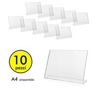 Danieli | Espositore Porta Menu da Tavolo 10 Pezzi 30x21 cm | Portalistino A4 Acrilico Trasparente Con Base a L | Porta Menu, Porta QR Code da Tavolo e Porta avvisi