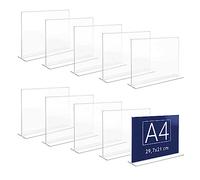 Danieli | Espositore Porta Menu da Tavolo 10 Pezzi 30x21 cm | Portalistino A4 Acrilico Trasparente Con Base a T | Porta Menu, Porta QR Code da Tavolo e Porta avvisi