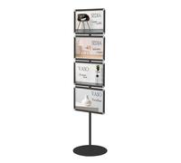 Danieli - Espositore pubblicitario da terra A4 con 4 Cornici a Scatto. Supporto Autoportante Per Cartelli, Avvisi, Segnaletica e Pubblicità. Palina Porta comunicazioni per Negozi e Fiere. (Nero)