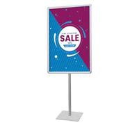 Danieli - Espositore pubblicitario da terra B1 con Cornici a Scatto. Supporto Autoportante Per Cartelli, Avvisi, Segnaletica e Pubblicità. Palina Porta comunicazioni per Negozi e Fiere. (Argento)