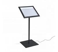 Danieli - Porta Menu da Esterno 2xA4 Luminoso - Bacheca Menu a Leggio - Espositore Nero da Terra Portamenu Magnetico, Scrivibile Personalizzabile e Serratura, 2 Chiavi Incluse (2x A4 con LED)