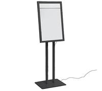 Danieli - Porta Menu da Esterno 4xA4 Luminoso - Bacheca Menu a Leggio - Espositore Nero da Terra Portamenu Magnetico, Scrivibile Personalizzabile e Serratura, 2 Chiavi Incluse (4x A4 con LED)
