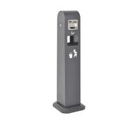 Danieli - Posacenere a Colonna Bifacciale da Esterni, con Cestino Gettacarte. Struttura Autoportante Ancorabile a Terra. Portacenere Alto in Metallo Grigio con Apertura Laterale. 10 L.