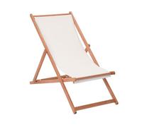 Danieli - Sdraio Pieghevole da Giardino in Legno. Sedia Sdraio da Esterno con Braccioli. Telo 100% Acrilico Resistente a Pioggia e Raggi UV. Sdraio da Giardino, Campeggio, Mare (Ecrù)
