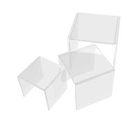 Danieli | Set di Alzatine in Acrilico | Cubi Espositori in Acrilico Trasparente per Catering e Buffet e Negozi, Espositori per Oggettistica e Vetrine (Set 3 Cubi: h20, h25, h30)