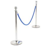 Danieli | Transenna Eliminacode Finitura Cromo con Cordone Intrecciato da 2mt | Transenna da Esterno in Metallo con Cordone | Colonnina Segnapercorso per Controllo della Folla (BLU)