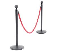 Danieli | Transenna Eliminacode Finitura Nero con Cordone Intrecciato da 2mt | Transenna da Esterno in Metallo con Cordone | Colonnina Segnapercorso per Controllo della Folla (ROSSO)