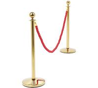Danieli | Transenna Eliminacode Finitura Oro con Cordone Intrecciato da 2mt | Transenna da Esterno in Metallo con Cordone | Colonnina Segnapercorso per Controllo della Folla (ROSSO)