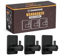 DANIHOME® Portasciugamani nero senza foratura, gancio adesivo extra forte per cucina e bagno, gancio da parete autoadesivo, gancio per asciugamani per bagno e cucina, incollaggio invece di forare,