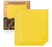 DANIHOME Set di 5 salviette ecologiche, per cucina, 30% cotone, lavabili e biodegradabili, colore giallo, assorbenti per auto e giardino