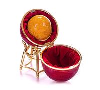 danila-souvenirs uovo in stile Fabergé di Prima Gallina portagioie con figurina di pollo 13 cm rosso