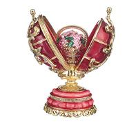 danila-souvenirs uovo in stile Fabergé Fiori di primavera con cesto di fiori 8,5 cm rosso