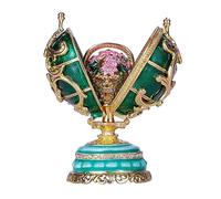 danila-souvenirs uovo in stile Fabergé Fiori di primavera con cesto di fiori 8,5 cm verde