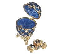 danila-souvenirs Uovo in stile Fabergé Incoronazione Imperiale/portagioie con Carrozza 6,5 cm blu