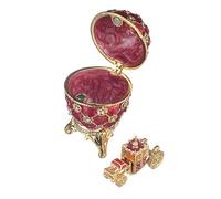 danila-souvenirs Uovo in stile Fabergé Incoronazione Imperiale portagioie con Carrozza 6,5 cm rosso