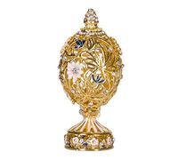 danila-souvenirs uovo in stile Fabergé intagliato con fiori e farfalla 7 cm colore oro