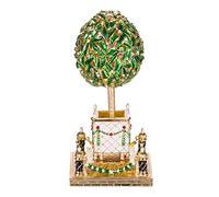 danila-souvenirs Uovo in Stile Fabergé portagioie Albero di Alloro (Albero di Arance) con Uccello 16 cm verde