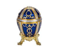 danila-souvenirs Uovo in Stile Fabergé portagioie Bocciolo di Rosa, 6 cm Blu