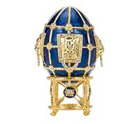 danila-souvenirs Uovo in Stile Fabergé/portagioie con Leoni 11 cm blu