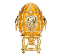 danila-souvenirs Uovo in Stile Fabergé/portagioie con Leoni 11 cm Giallo