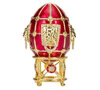 Danila-Souvenirs Uovo in Stile Fabergé portagioie con Leoni 11 cm Rosso
