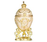 danila-souvenirs uovo in stile Fabergé portagioie con leoni e Corona imperiale 16,5 cm crema