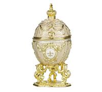 danila-souvenirs Uovo in Stile Fabergé portagioie con Leoni e Corona imperiale 7,5 cm crema